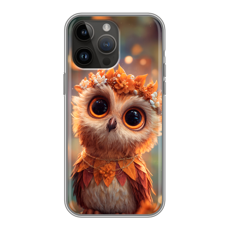 Силиконовый противоударный чехол на Iphone 14 Pro Max с принтом Милая сова Силиконовый противоударный чехол на Iphone 14 Pro Max с принтом Милая сова