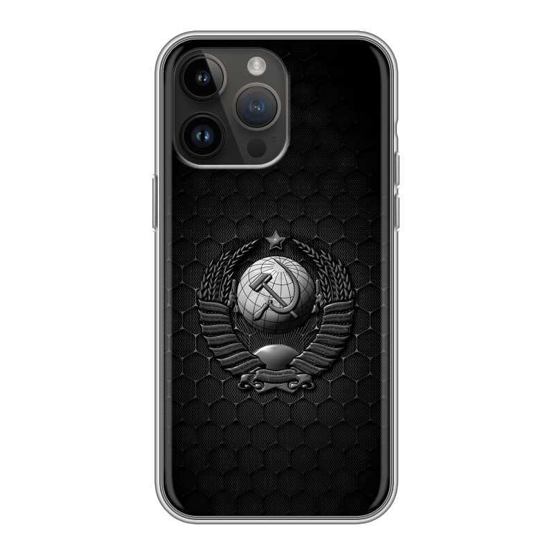 Силиконовый чехол на Iphone 14 Pro Max с принтом Герб Флаг СССР Силиконовый чехол на Iphone 14 Pro Max с принтом Герб Флаг СССР