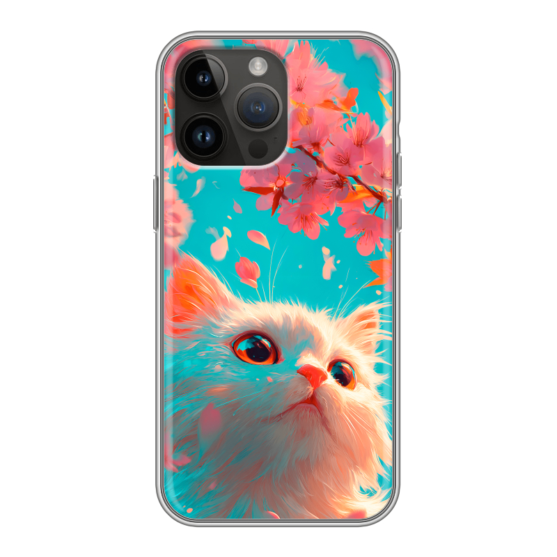 Силиконовый чехол на Iphone 14 Pro Max с принтом Красивый кот Силиконовый чехол на Iphone 14 Pro Max с принтом Красивый кот