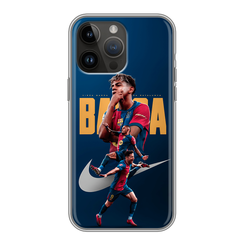 Силиконовый чехол на Iphone 14 Pro Max с принтом Барселона Barca Yamal Силиконовый чехол на Iphone 14 Pro Max с принтом Барселона Barca Yamal