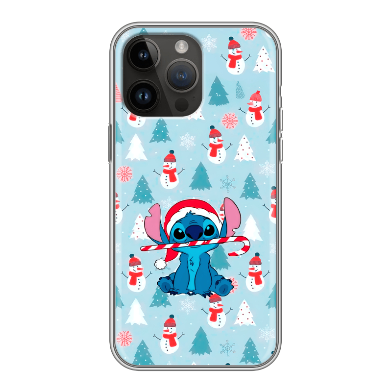 Силиконовый чехол на Iphone 14 Pro Max с принтом Стич Новый год Силиконовый чехол на Iphone 14 Pro Max с принтом Стич Новый год