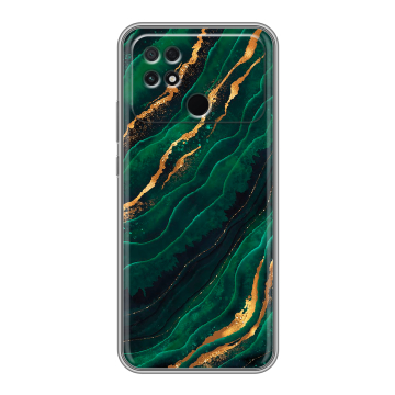 Силиконовый чехол на Xiaomi Poco C40 с принтом Мрамор зеленое золото Силиконовый чехол на Xiaomi Poco C40 с принтом Мрамор зеленое золото