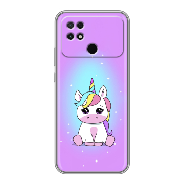Силиконовый чехол на Xiaomi Poco C40 с принтом Единорог Силиконовый чехол на Xiaomi Poco C40 с принтом Единорог