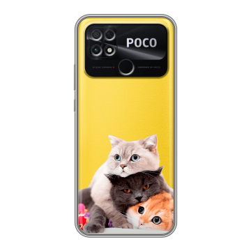 Силиконовый чехол на Xiaomi Poco C40 с принтом Кошки Силиконовый чехол на Xiaomi Poco C40 с принтом Кошки