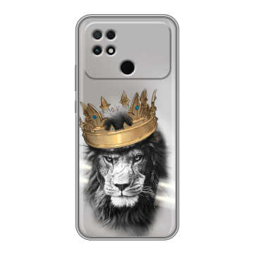 Силиконовый чехол на Xiaomi Poco C40 с принтом Лев с короной Силиконовый чехол на Xiaomi Poco C40 с принтом Лев с короной