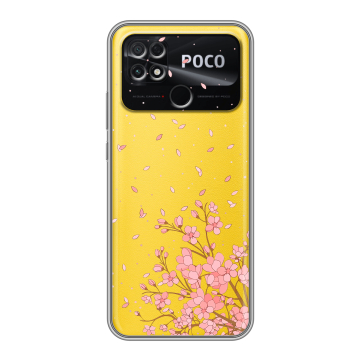 Силиконовый чехол на Xiaomi Poco C40 с принтом Ветка сакуры Силиконовый чехол на Xiaomi Poco C40 с принтом Ветка сакуры