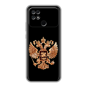 Силиконовый чехол на Xiaomi Poco C40 с принтом Герб России золотой