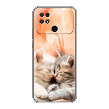 Силиконовый чехол на Xiaomi Poco C40 с принтом Котята Силиконовый чехол на Xiaomi Poco C40 с принтом Котята