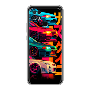 Силиконовый чехол на Xiaomi Poco C40 с принтом Гоночные машины Силиконовый чехол на Xiaomi Poco C40 с принтом Гоночные машины