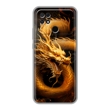 Силиконовый чехол на Xiaomi Poco C40 с принтом Золотой дракон