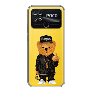 Силиконовый чехол на Xiaomi Poco C40 с принтом Мишка Силиконовый чехол на Xiaomi Poco C40 с принтом Мишка