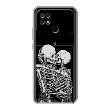 Силиконовый чехол на Xiaomi Poco C40 с принтом Поцелуй скелетов Силиконовый чехол на Xiaomi Poco C40 с принтом Поцелуй скелетов
