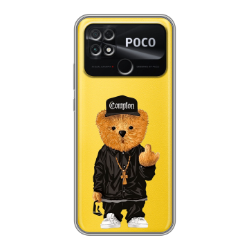 Силиконовый чехол на Xiaomi Poco C40 с принтом Плюшевый медведь Силиконовый чехол на Xiaomi Poco C40 с принтом Плюшевый медведь