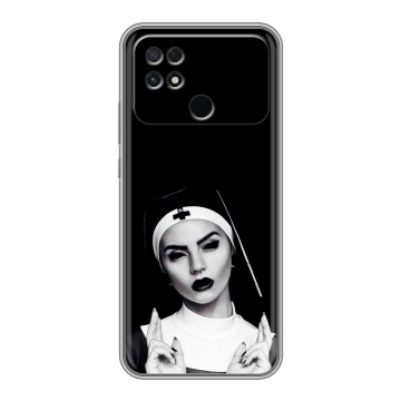 Силиконовый чехол на Xiaomi Poco C40 с принтом монашка Силиконовый чехол на Xiaomi Poco C40 с принтом монашка