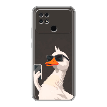 Силиконовый чехол на Xiaomi Poco C40 с принтом утка в очках Силиконовый чехол на Xiaomi Poco C40 с принтом утка в очках