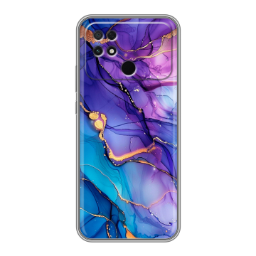 Силиконовый чехол на Xiaomi Poco C40 с принтом синий мрамор Силиконовый чехол на Xiaomi Poco C40 с принтом синий мрамор