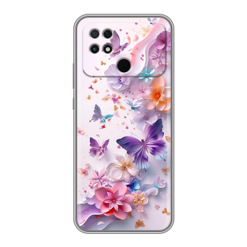 Силиконовый чехол на Xiaomi Poco C40 с принтом цветы бабочки