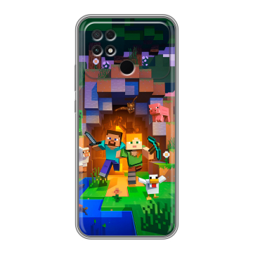 Силиконовый чехол на Xiaomi Poco C40 с принтом Майнкрафт Minecraft