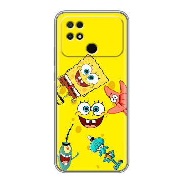 Силиконовый чехол на Xiaomi Poco C40 с принтом Спанч боб Спанчбоб Силиконовый чехол на Xiaomi Poco C40 с принтом Спанч боб Спанчбоб