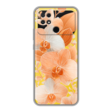 Силиконовый чехол на Xiaomi Poco C40 с принтом Бежевые цветы Силиконовый чехол на Xiaomi Poco C40 с принтом Бежевые цветы
