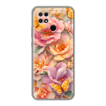 Силиконовый чехол на Xiaomi Poco C40 с принтом Цветы и бабочки Силиконовый чехол на Xiaomi Poco C40 с принтом Цветы и бабочки