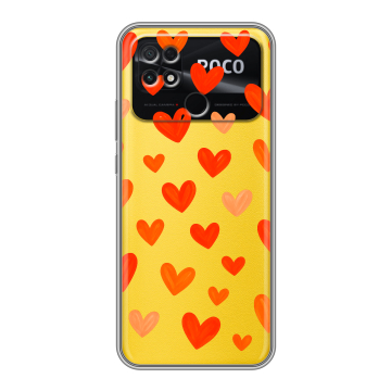 Силиконовый чехол на Xiaomi Poco C40 с принтом Сердечки Силиконовый чехол на Xiaomi Poco C40 с принтом Сердечки