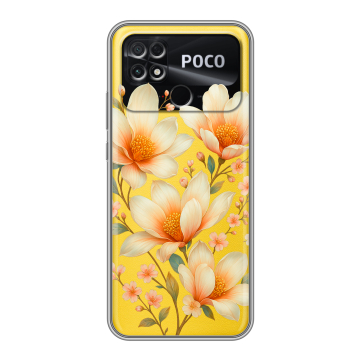 Силиконовый чехол на Xiaomi Poco C40 с принтом Цветы Силиконовый чехол на Xiaomi Poco C40 с принтом Цветы