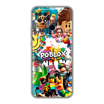 Силиконовый чехол на Xiaomi Poco C40 с принтом Roblox Роблокс