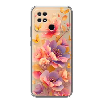 Силиконовый чехол на Xiaomi Poco C40 с принтом Цветы и бабочки