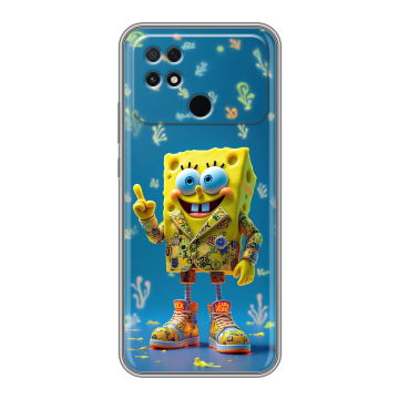 Силиконовый чехол на Xiaomi Poco C40 с принтом Спанч боб Спанчбоб Силиконовый чехол на Xiaomi Poco C40 с принтом Спанч боб Спанчбоб