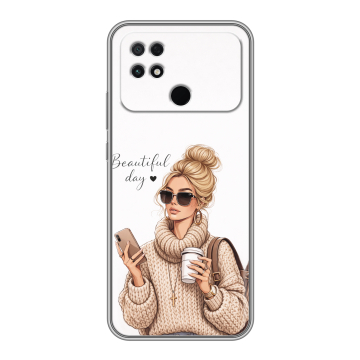 Силиконовый чехол на Xiaomi Poco C40 с принтом женский Силиконовый чехол на Xiaomi Poco C40 с принтом женский