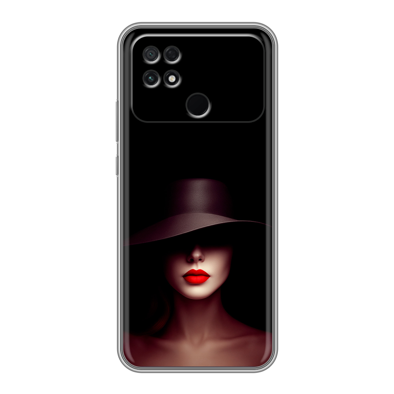 Силиконовый чехол на Xiaomi Poco C40 с принтом Девушка в шляпе Силиконовый чехол на Xiaomi Poco C40 с принтом Девушка в шляпе