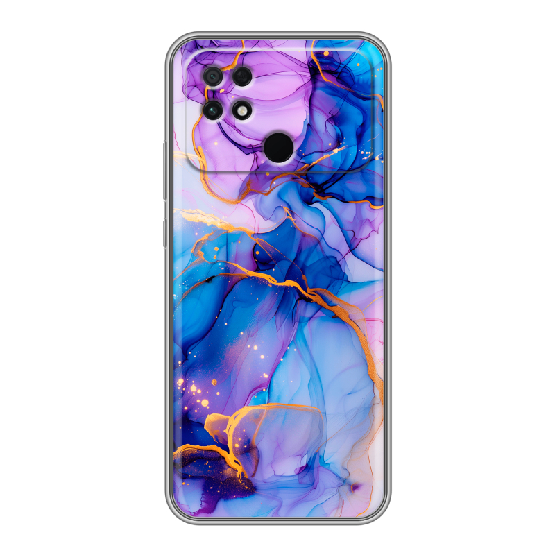Силиконовый чехол на Xiaomi Poco C40 с принтом синий мрамор Силиконовый чехол на Xiaomi Poco C40 с принтом синий мрамор