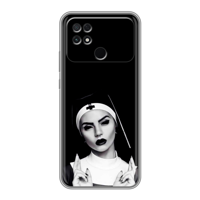 Силиконовый чехол на Xiaomi Poco C40 с принтом монашка Силиконовый чехол на Xiaomi Poco C40 с принтом монашка