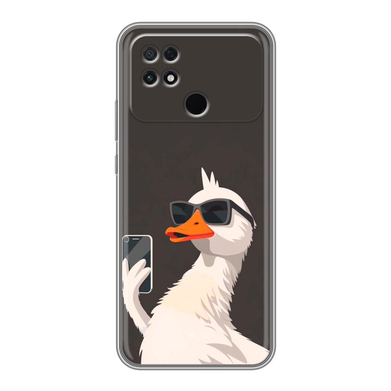 Силиконовый чехол на Xiaomi Poco C40 с принтом утка в очках Силиконовый чехол на Xiaomi Poco C40 с принтом утка в очках