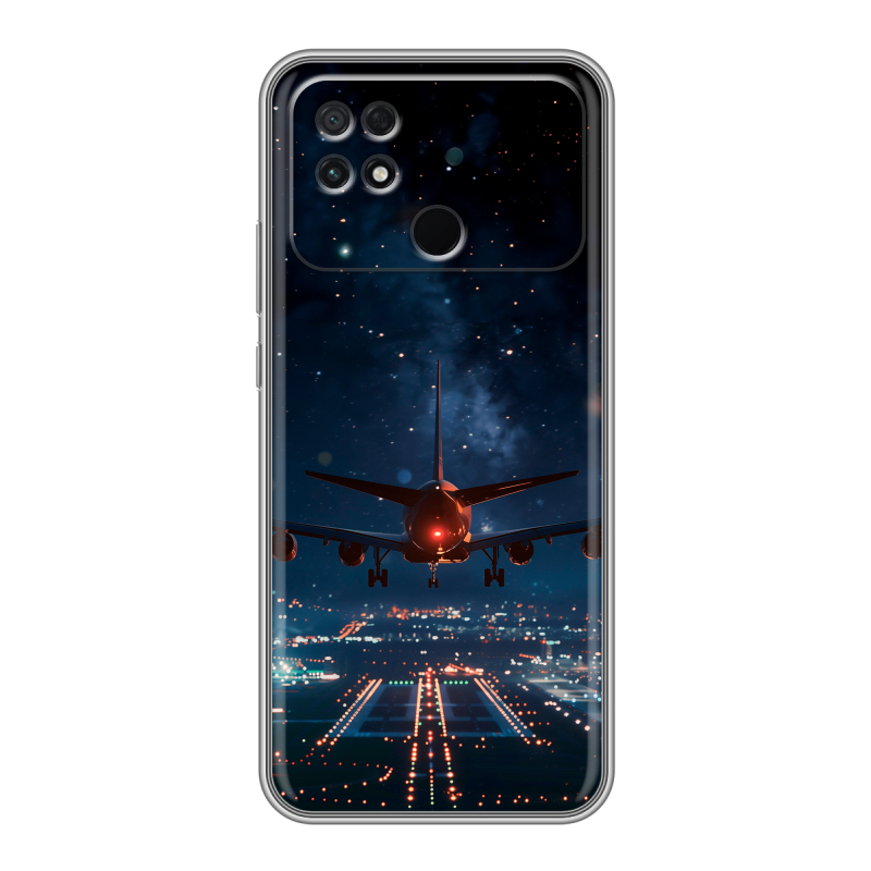 Силиконовый чехол на Xiaomi Poco C40 с принтом самолет Силиконовый чехол на Xiaomi Poco C40 с принтом самолет