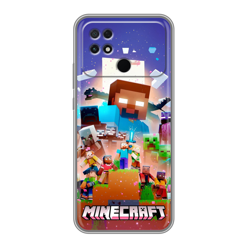 Силиконовый чехол на Xiaomi Poco C40 с принтом Майнкрафт Minecraft Силиконовый чехол на Xiaomi Poco C40 с принтом Майнкрафт Minecraft