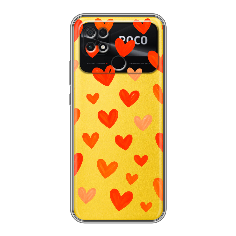Силиконовый чехол на Xiaomi Poco C40 с принтом Сердечки Силиконовый чехол на Xiaomi Poco C40 с принтом Сердечки