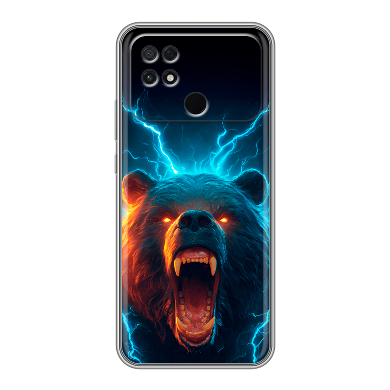 Силиконовый чехол на Xiaomi Poco C40 с принтом Медведь Силиконовый чехол на Xiaomi Poco C40 с принтом Медведь