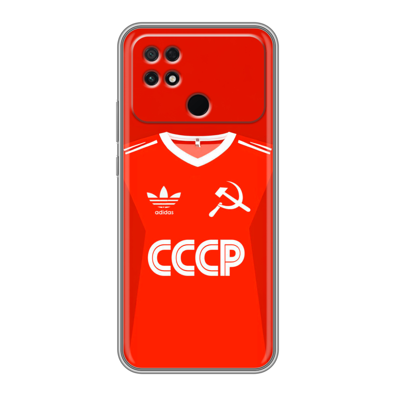 Силиконовый противоударный чехол на Xiaomi Poco C40 с принтом Флаг Герб СССР Силиконовый противоударный чехол на Xiaomi Poco C40 с принтом Флаг Герб СССР