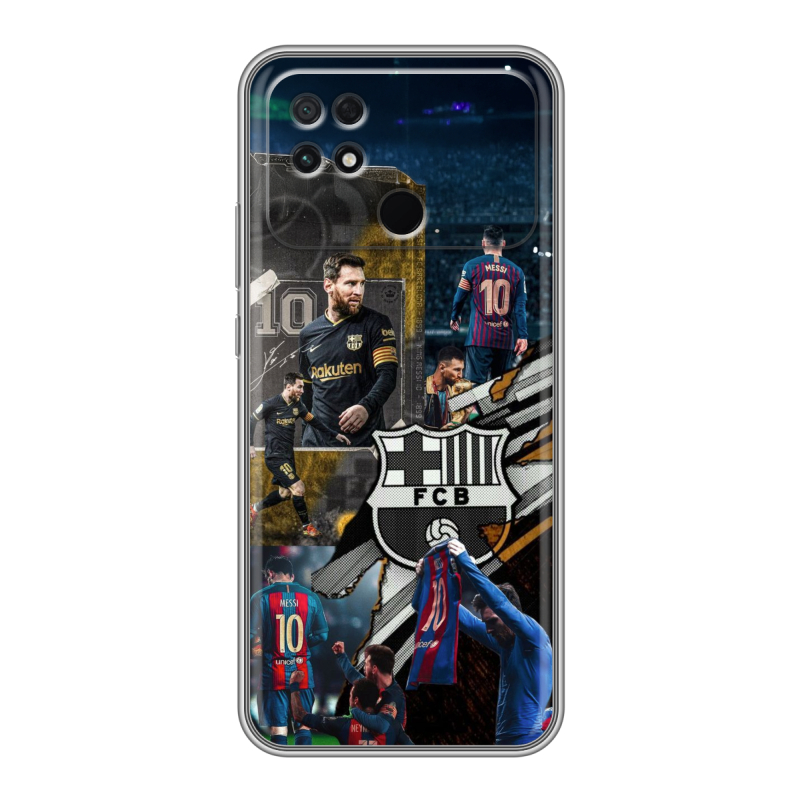 Силиконовый чехол на Xiaomi Poco C40 с принтом Messi Barcelona Силиконовый чехол на Xiaomi Poco C40 с принтом Messi Barcelona