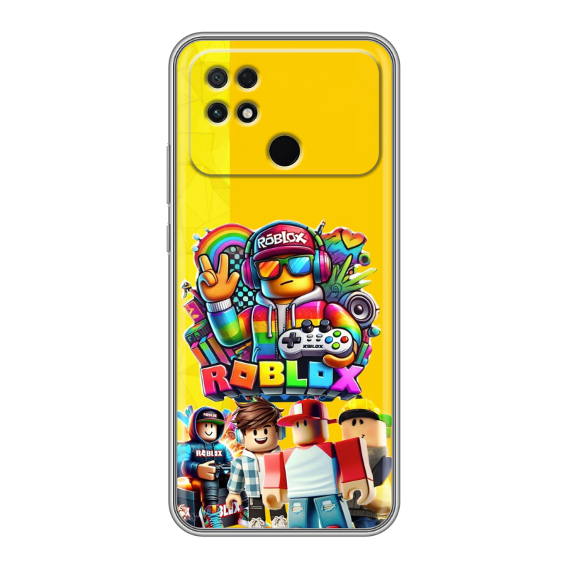 Силиконовый противоударный чехол на Xiaomi Poco C40 с принтом Roblox Роблокс Силиконовый противоударный чехол на Xiaomi Poco C40 с принтом Roblox Роблокс