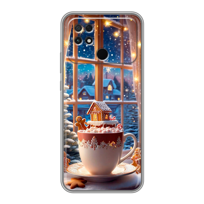 Силиконовый чехол на Xiaomi Poco C40 с принтом Новый год Силиконовый чехол на Xiaomi Poco C40 с принтом Новый год