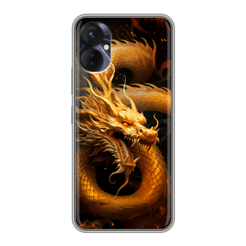 Силиконовый противоударный чехол на Tecno Spark 9 Pro с принтом Золотой дракон Силиконовый противоударный чехол на Tecno Spark 9 Pro с принтом Золотой дракон