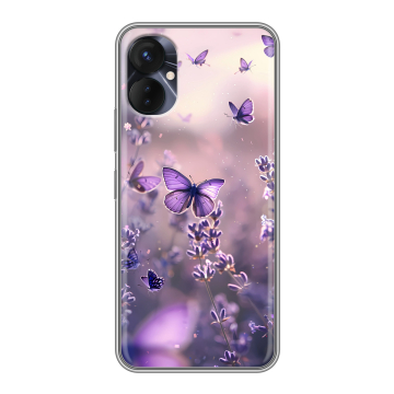 Силиконовый противоударный чехол на Tecno Spark 9 Pro с принтом бабочки и лаванда Силиконовый противоударный чехол на Tecno Spark 9 Pro с принтом бабочки и лаванда