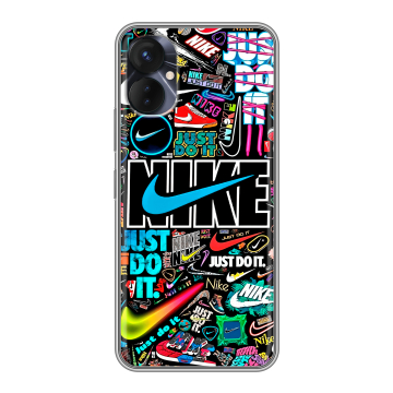 Силиконовый противоударный чехол на Tecno Spark 9 Pro с принтом найк nike черный Силиконовый противоударный чехол на Tecno Spark 9 Pro с принтом найк nike черный