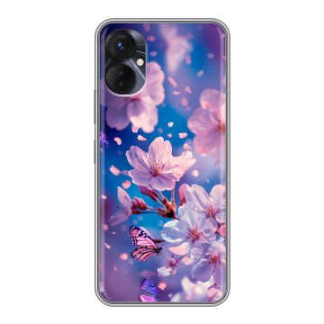 Силиконовый противоударный чехол на Tecno Spark 9 Pro с принтом цветы бабочки