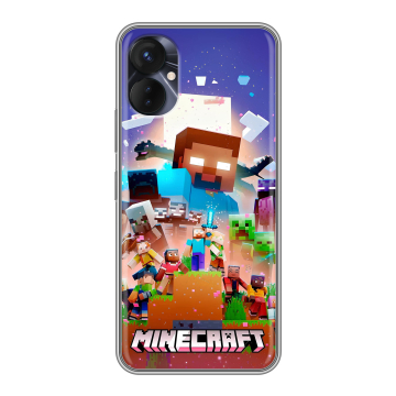Силиконовый противоударный чехол на Tecno Spark 9 Pro с принтом Майнкрафт Minecraft Силиконовый противоударный чехол на Tecno Spark 9 Pro с принтом Майнкрафт Minecraft