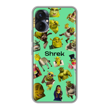 Силиконовый противоударный чехол на Tecno Spark 9 Pro с принтом Шрек Shrek Силиконовый противоударный чехол на Tecno Spark 9 Pro с принтом Шрек Shrek