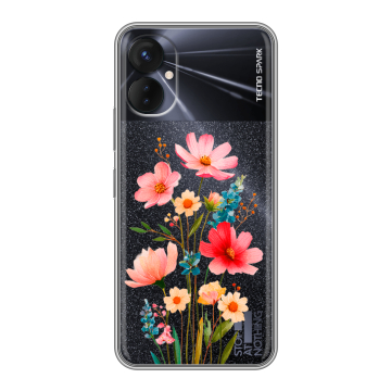 Силиконовый противоударный чехол на Tecno Spark 9 Pro с принтом Цветы Силиконовый противоударный чехол на Tecno Spark 9 Pro с принтом Цветы